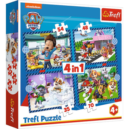Set de puzzle 4 în 1 Paw Patrol pentru copii