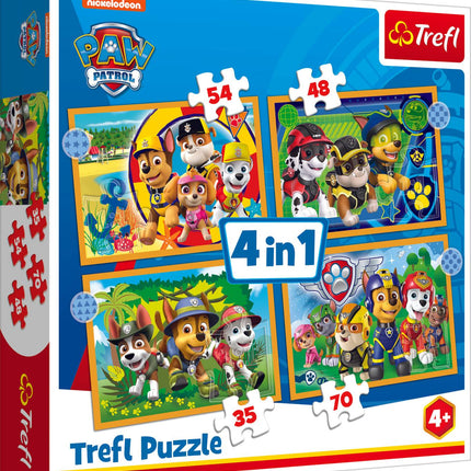 Set de puzzle 4 în 1 Paw Patrol pentru copii