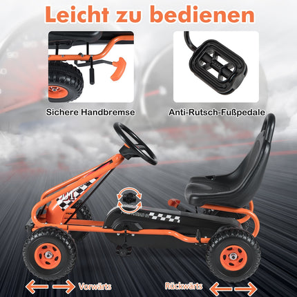 Kart cu pedale pentru copii, scaun reglabil, frână de mână, capacitate 30 kg