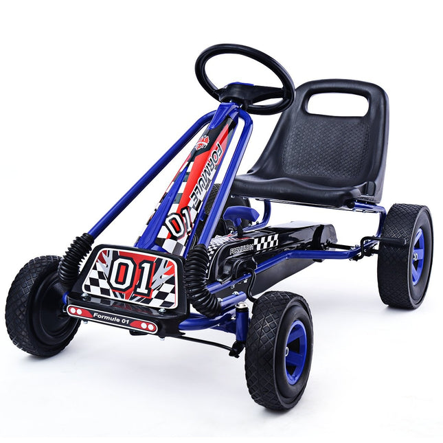 Pedal Gokart Racing Children's Car Pedal Vehicle Pedal Car Gocart Outside Seat Blue