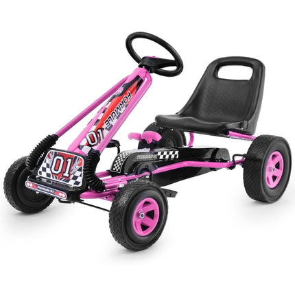 Pedal go-kart mașină cu pedală acționată cu pedală mașină pentru copii vehicul cu pedală 98 x 59 x 61 cm roz