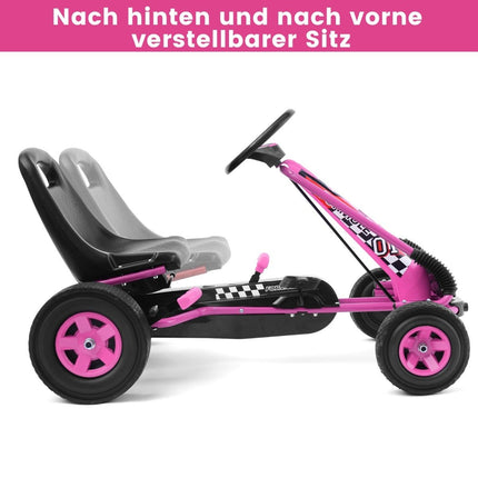 Pedal go-kart mașină cu pedală acționată cu pedală mașină pentru copii vehicul cu pedală 98 x 59 x 61 cm roz