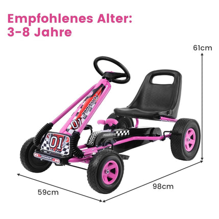 Pedal go-kart mașină cu pedală acționată cu pedală mașină pentru copii vehicul cu pedală 98 x 59 x 61 cm roz