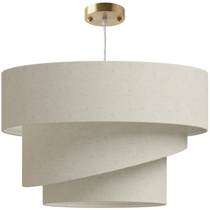 Pendant Light with 3 Tiered Linen-Look Shades, Height Adjustable, Beige