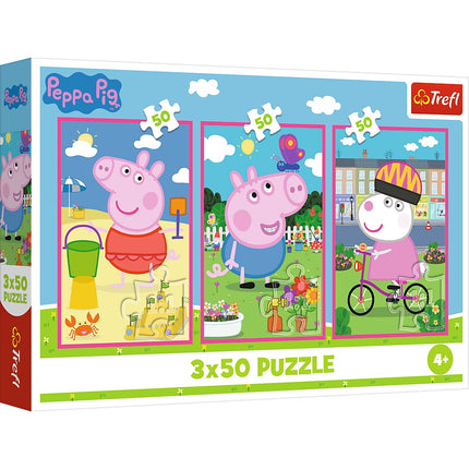 Set puzzle Peppa Pig, 3 x 50 piese, tema prieteniei