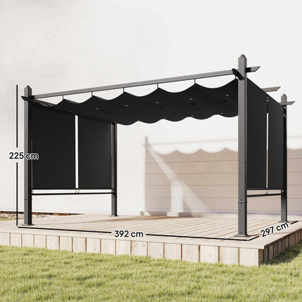 Pergolă 3x4m cu acoperiș retractabil și cadru din aluminiu UV50+