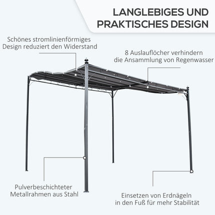 Metal Garden Gazebo Tent - Grey, 297 x 297 cm