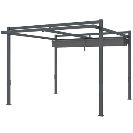 Pavilion Pergola Aprox. 3,5x3m Protecție solară stabilă, rezistentă la iarnă, din aluminiu, cu acoperiș glisant reglabil, de sine stătătoare, foișor de grădină, baldachin pentru grădină, balcon, gri Aosom