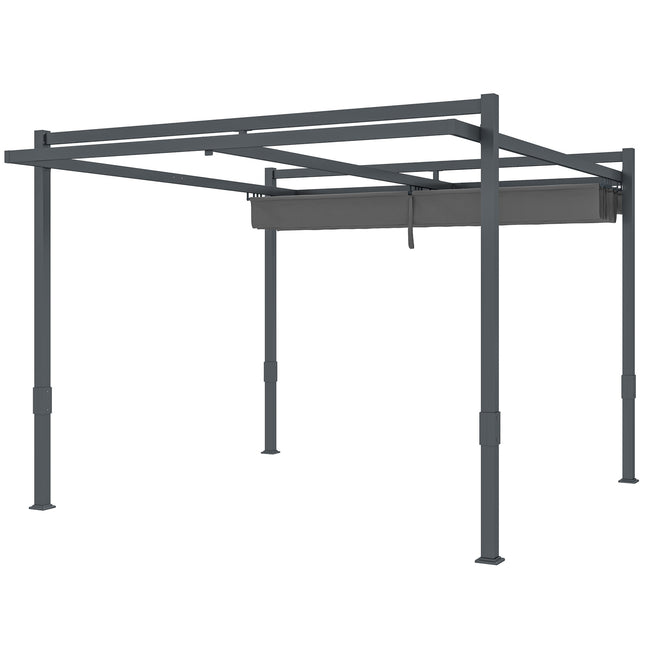 Pavilion Pergola Aprox. 3,5x3m Protecție solară stabilă, rezistentă la iarnă, din aluminiu, cu acoperiș glisant reglabil, de sine stătătoare, foișor de grădină, baldachin pentru grădină, balcon, gri Aosom