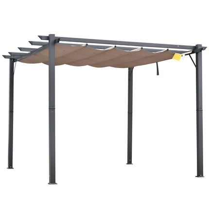 Pergola Pavilion Baldachin Terasă Cu Acoperiș Glisant Grădină Aluminiu Gri Carbune + Cafea Maro 3X3X2,23 M
