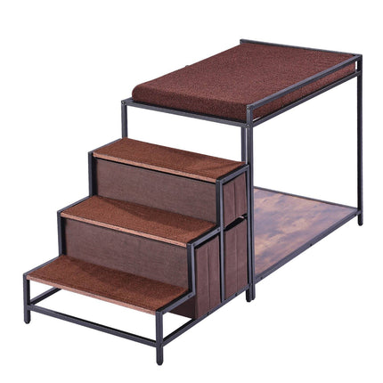 Pet Bunk Bed with Stairs, Window Perch, 3 Drawers