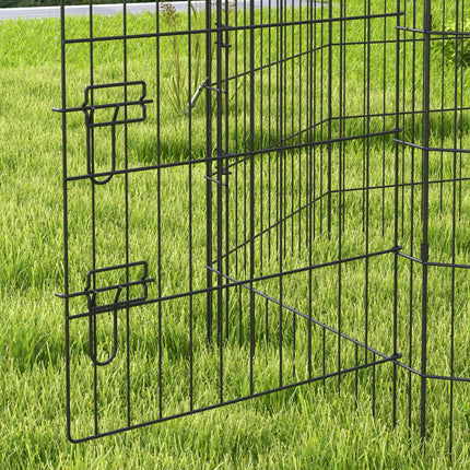 Țarc de joacă pentru animale cu ușă, metal negru, 91 cm, interior/exterior