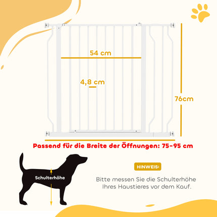 Barieră de siguranță pentru animale de companie, reglabilă 75-95 cm, deschidere bidirecțională, albă