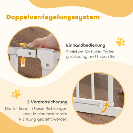 Barieră de siguranță pentru animale de companie, reglabilă 75-95 cm, deschidere bidirecțională, albă