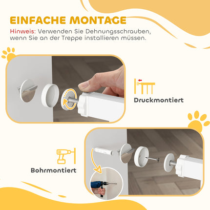 Barieră de siguranță pentru animale de companie, reglabilă 75-95 cm, deschidere bidirecțională, albă