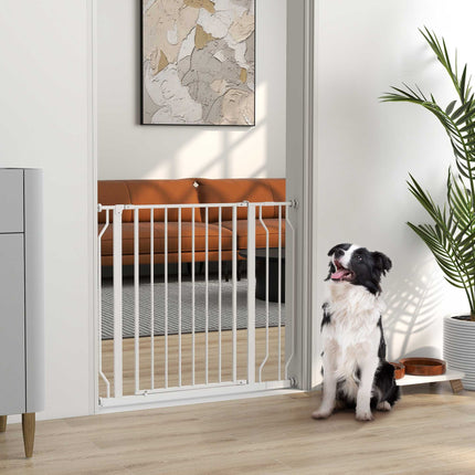 Barieră de siguranță pentru animale de companie, reglabilă 75-95 cm, deschidere bidirecțională, albă