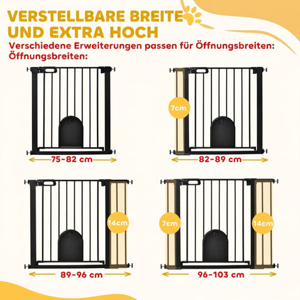 Barieră de siguranță pentru animale de companie, oțel, reglabilă 75-103 cm, neagră