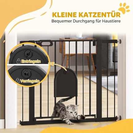 Barieră de siguranță pentru animale de companie, oțel, reglabilă 75-103 cm, neagră