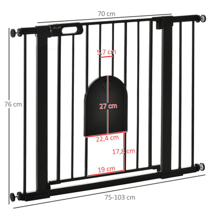 Barieră de siguranță pentru animale de companie, oțel, reglabilă 75-103 cm, neagră