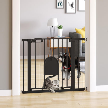 Barieră de siguranță pentru animale de companie, oțel, reglabilă 75-103 cm, neagră