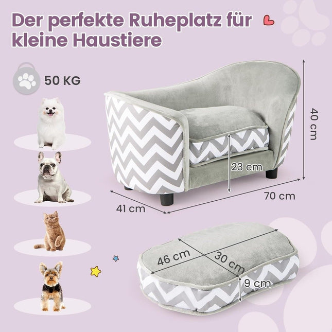 Canapea extensibilă pentru animale de companie cu husă lavabilă, pernă moale, 70x41x40 cm