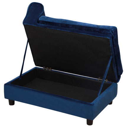 Pet Sofa with Storage and Removable Cushion, Plush Cover, Up to 15 kg, Blue