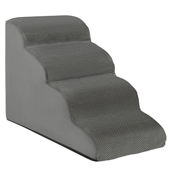 Scari pentru animale de companie Rampă antiderapante pentru câini cu 4 niveluri din spumă 72 x 41 x 51 cm gri