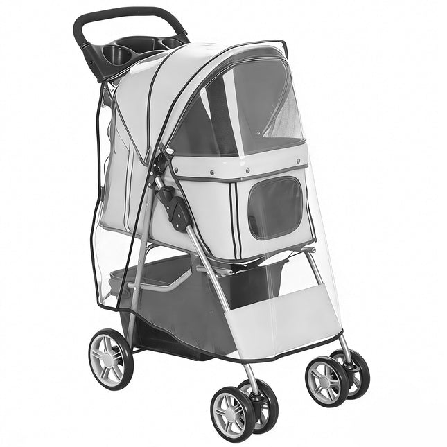 Cărucior pentru animale de companie, pliabil cu husă de ploaie, reflectorizant, capacitate 10 kg