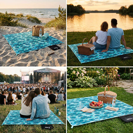 Pătură de picnic 200x200 cm, impermeabilă, cu suport izolat
