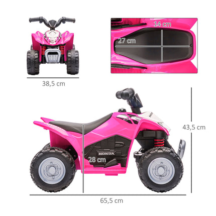 ATV electric roz pentru copii cu lumină LED, claxon și anvelope late