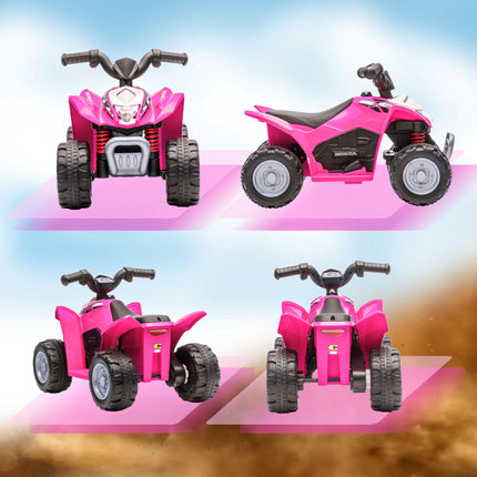ATV electric roz pentru copii cu lumină LED, claxon și anvelope late