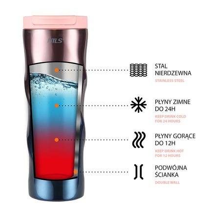 Cupa termica roz, izolata, 22 oz