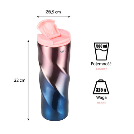 Cupa termica roz, izolata, 22 oz
