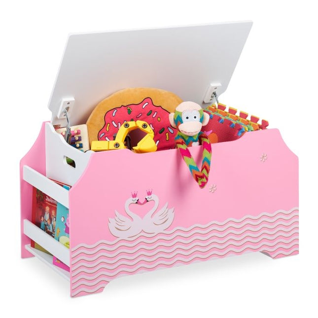 Pink Toy Chest with Two Swans