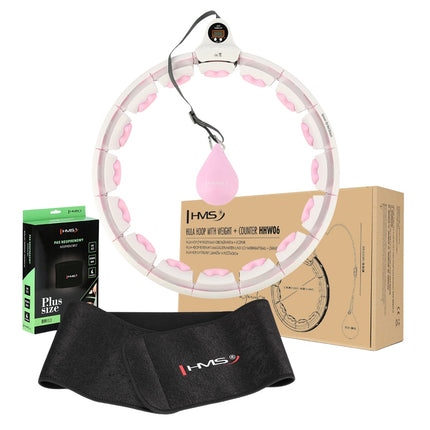 Hula Hoop ponderat roz cu contor și suport pentru talie