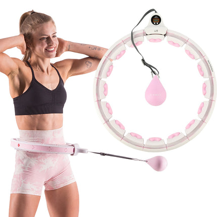 Hula Hoop ponderat roz cu contor și suport pentru talie