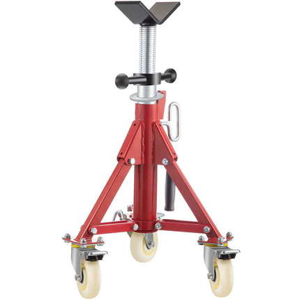 Pipe Jack Stand, V-Head, 20–37 In, 2500 LB, Casters
