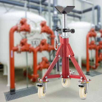 Pipe Jack Stand, V-Head, 20–37 In, 2500 LB, Casters