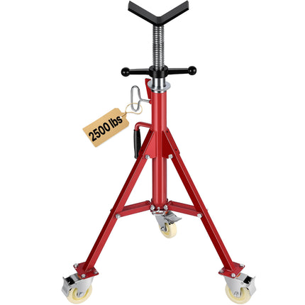 Pipe Jack Stand, V-Head, 28–52 in, 2500 lb, Casters
