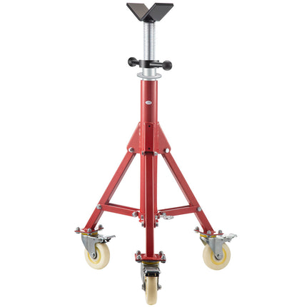 Pipe Jack Stand, V-Head, 28–52 in, 2500 lb, Casters