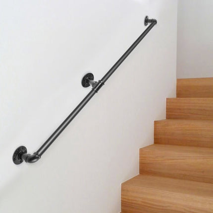 Pipe Stair Handrail, 6 Ft Carbon Steel Wall Mount, 440 Lb