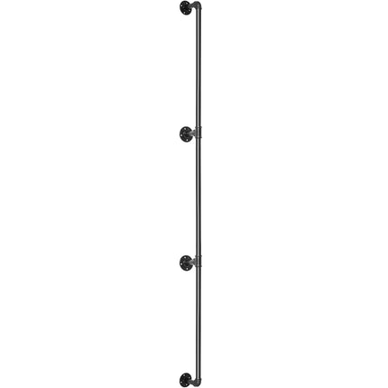 Pipe Stair Handrail, 9 Ft Carbon Steel Wall Mount, Black