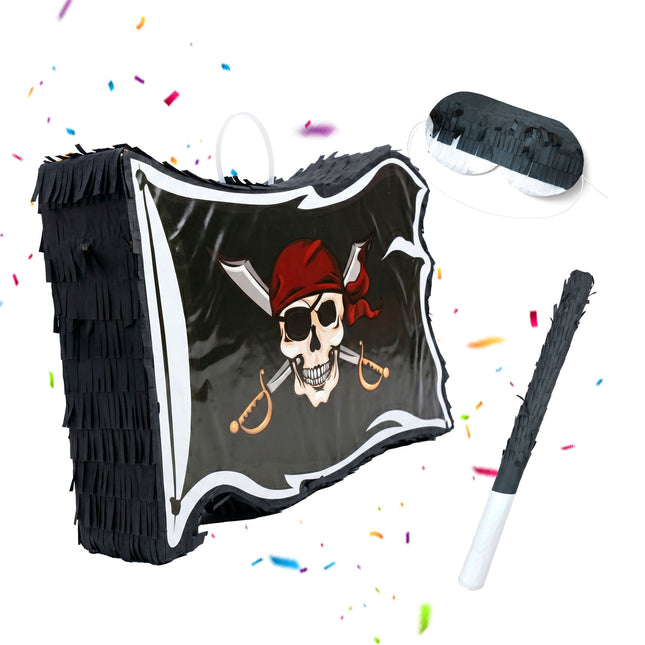 Set Pinata cu Steaguri Pirate – Băț și Mască pentru Ochi