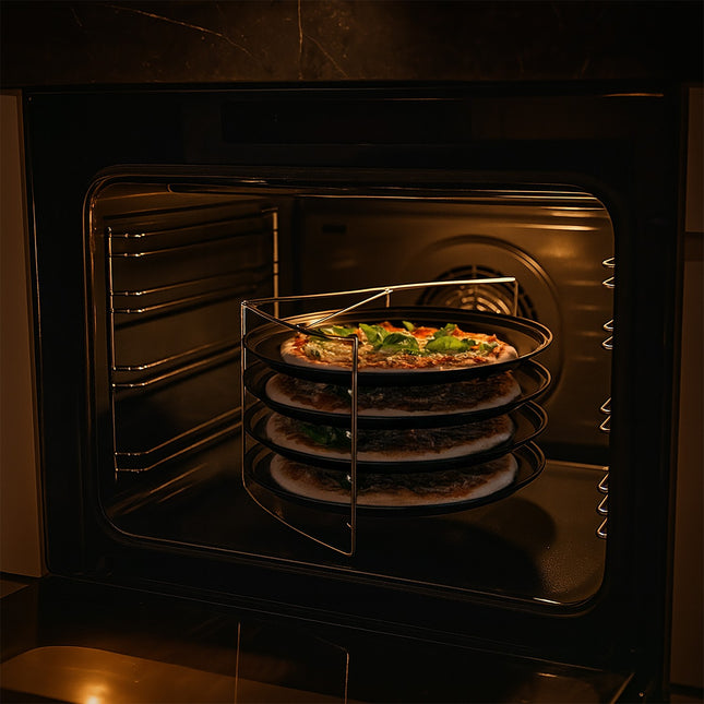 Set de tăvi pentru pizza cu suport - antiaderente, perforate