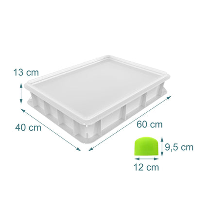 Cutie de dospit pentru aluat de pizza cu capac, capacitate 12-16 bile