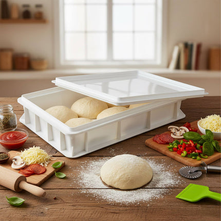Cutie de dospit pentru aluat de pizza cu capac, capacitate 12-16 bile