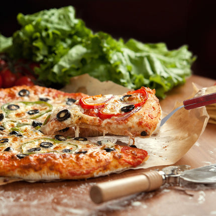 Glisor pentru pizza cu mâner din lemn roșu-maro