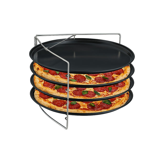 Set Tavi pentru Pizza cu Stand - 4 Tavi Antiaderente