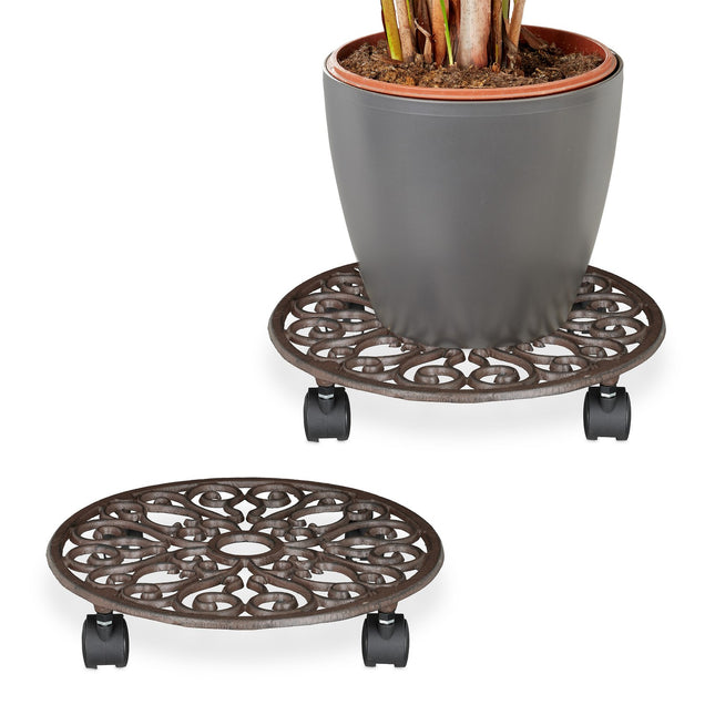 Set Caddy pentru plante cu roți - Fontă, pachet de 2