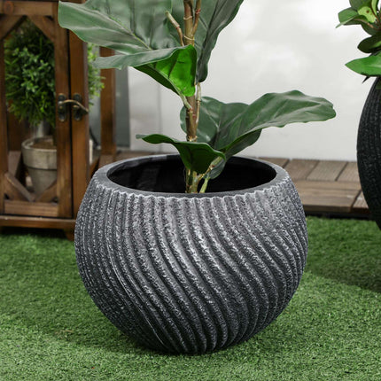 Ghivece pentru plante Set 2 ghivece cu orificii de scurgere, stivuibile, pentru interior și exterior, oxid de magneziu, gri